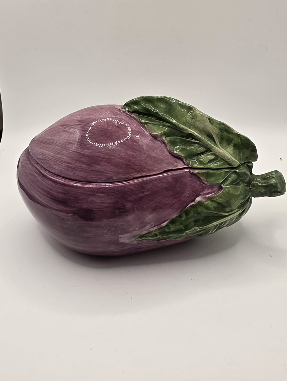 Authentic VIETRI Italy Hand Painted Ceramic Eggplant Lidded Tureen Box Dish 5.5"